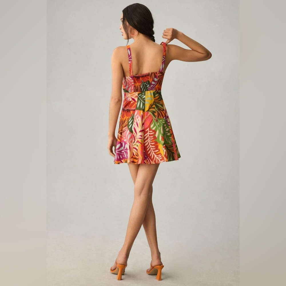 Anthropologie Maeve Printed Ruched Mini Dress, Size 12 - Picture 2 of 13